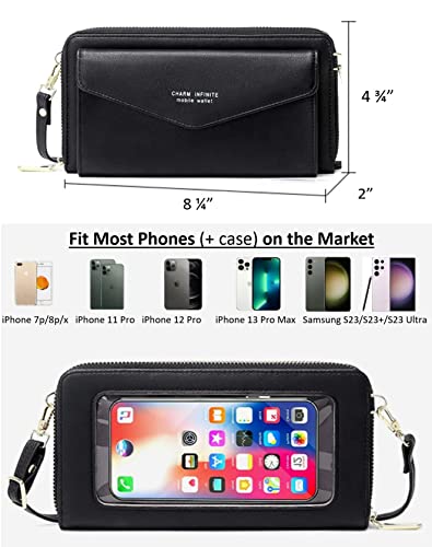 Faux Leather Crossbody Phone Bag for Women, RFID Blocking Touch Screen Wallet Shoulder Handbag with Clear Phone Window4