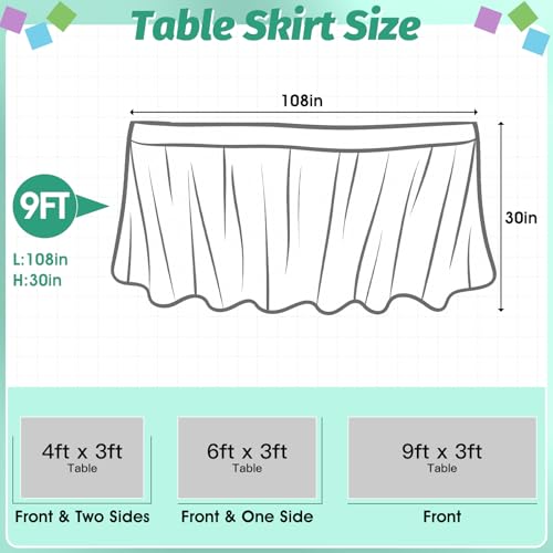 Image of 9FT Green Checkered Table Skirt Ruffle Colorful Teacher Desk Skirts for Classroom Decorations Rectangle Table Cover Skirt for Back to School Party Supplies Kindergarten Office Dorm Bookcase Cabinet