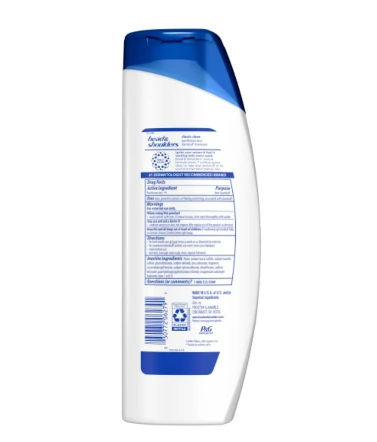 Head & Shoulders Classic Clean Anti-dandruff Shampoo, Paraben Free 12.5 Fl Oz (Pack of 6)