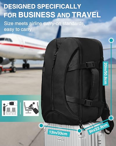 Moysoon TSA-Friendly Travel Backpack with Laptop Compartment, 30L Carry-On Backpack for Men & Women, 180° Lay-Flat Design, Waterproof & Durable 1000D Oxford, Fits 15.6" Laptop — view 2