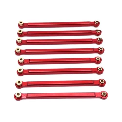 RCアクセサリー For MN128 MN86 G500 1/12 8PCS メタルシャーシ固定プルロッドキット RCカーアップグレード交換パーツ(Red)