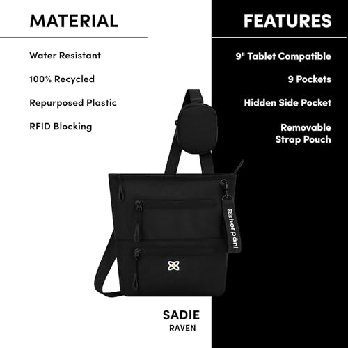 Image of Sherpani Sadie, Nylon Crossbody Bag for Women, Shoulder Bag (Raven)