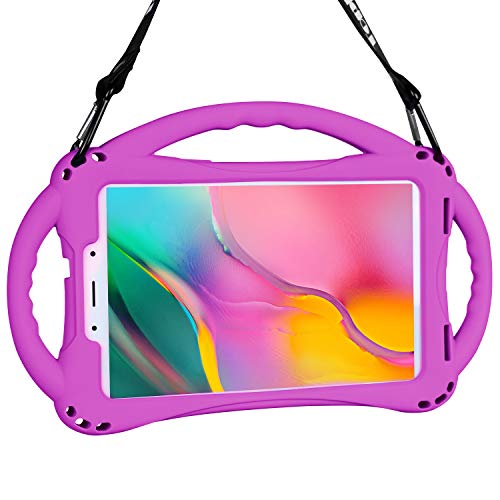 Kids Case for Samsung Galaxy Tab A 8.0 2019 SM-T290/295, TopEsct Premium Silicone Shockproof Light Weight Protective Handle Stand Case for Galaxy Tab A 8.0(Purple)