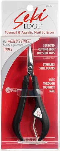 Seki Edge Acrylic Nail Scissors (SS-201) - Curved Manicure Scissors for Clipping, Cutting, & Trimming Acrylic Fingernails & Toenails - Stainless Steel Nail Cutter is Made in Japan
