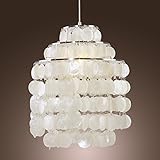 LightInTheBox Modern White Shell Pendant Chandelier Mini Style Ceiling Light Fixture for Bedroom, Living Room, Bulb Not Included (Chrome Finish)