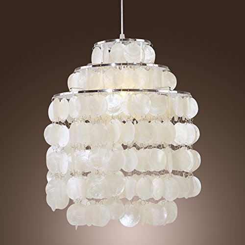 LightInTheBox Modern White Shell Pendant Chandelier Mini Style Ceiling Light Fixture for Bedroom, Living Room, Bulb Not Included (Chrome Finish)