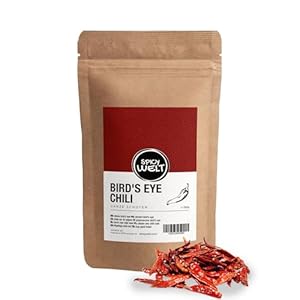 Spicy Welt Bird’s Eye Chili Ganz (250g) – Ganze Chilischoten für Thai Wok, Curry, Marinaden, Chiliöl, Pasta und Würzmischungen | Würzig, Pikant und Aromatisch | 100% Naturrein, Ohne Zusätze
