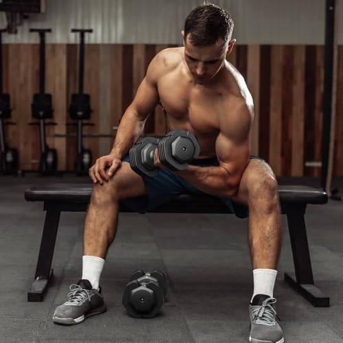 Moziel Mancuernas Ajustables 5 en 1 con Base, 11 kg/24,5 kg Pesas y Mancuernas Ajuste Rápido de 2 a 24,5 kg, Ahorran Espacio, Ideal para Entrenamiento en Casa o Gimnasio (2 x 11 Kg - Negro) - imagen 7