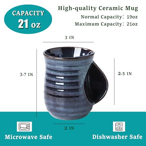 Mug grande de cerámica 21oz para café y té azul verde miniatura 2