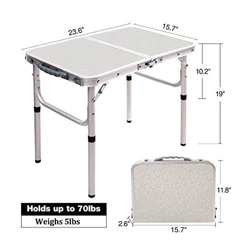 Redswing Small Folding Table Portable 2 Feet, Small Foldable Table Adjustable Height, Lightweight Aluminum Camping Table, 15.7 In X 23.6 In X 19 In #TOP2