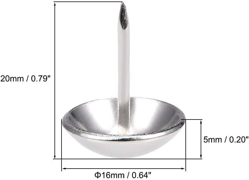 Gwoździe tapicerskie, 80 szt. Gwoździe tapicerskie Tack 16 mm średnica łba Okrągłe szpilki ze stali nierdzewnej Gwoździe