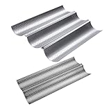 VALICLUD 2 Stück Baguette Backblech Teilig Antihaft Brotbackform mit Perforation für Knuspriges...