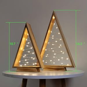 Leejec LED Wooden Christmas Tree Light, Modern Farmhouse Tabletop Christmas Décor, Table Fireplace Mantle Shelf Decorations, Set of 2 (14.3" and 10.7" Tall) Leejec LED Wooden Christmas Tree Light Modern Farmhouse Tabletop Christmas Decor Table Fireplace Mantle Shelf Decorations Set of 2 143 and 107 Tall