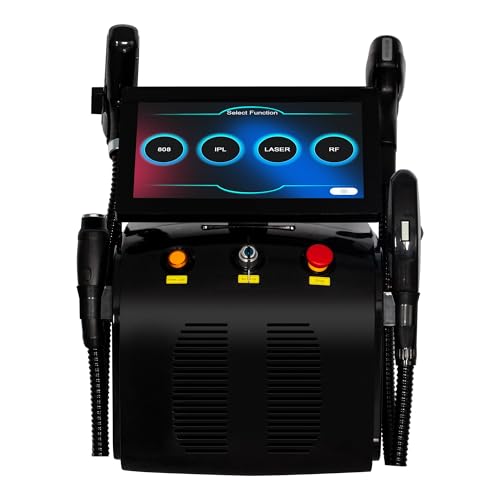 Dispositivo multifuncional 4 en 1 para depilación, con láser de diodo de 808 nm, luz pulsada intensa (IPL), radiofrecuencia (RF), tratamiento para el acné y eliminación de tatuajes. (Negro)