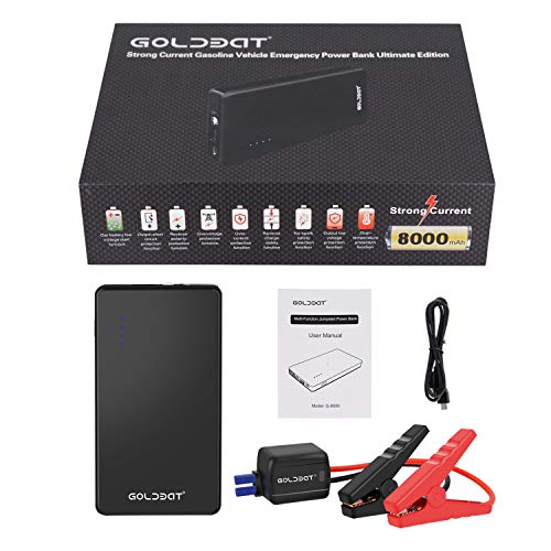 Goldbat 700A Peak 12V 8000Mah Car Jump Starter (Up To 4.0L Gas Or 2.0L Diesel Engine) Portable Power Pack Auto Battery Booster With Led Light Gift Box Packaging (Black) #TOP6