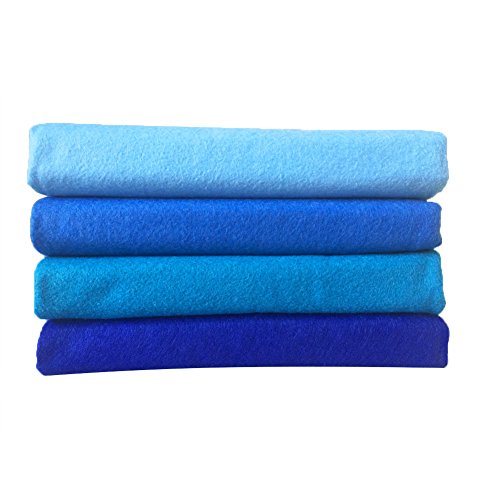Image of 4pcs Thick 1.4mm Soft Felt Fabric Sheet Assorted Color Felt Pack DIY Craft Sewing Squares Nonwoven Patchwork (92x90cm Blue)