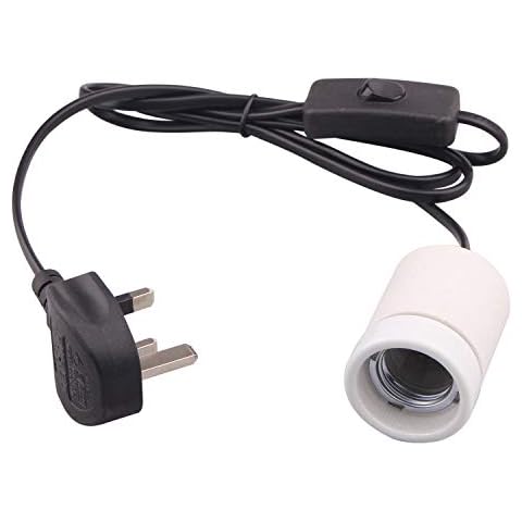 AIICIOO Bulb Holder Ceramic Lamp Socket - Lamp Holder Adapter Light Fitting Kit Ceramic Screw Socket with Black Cord E27 Cover