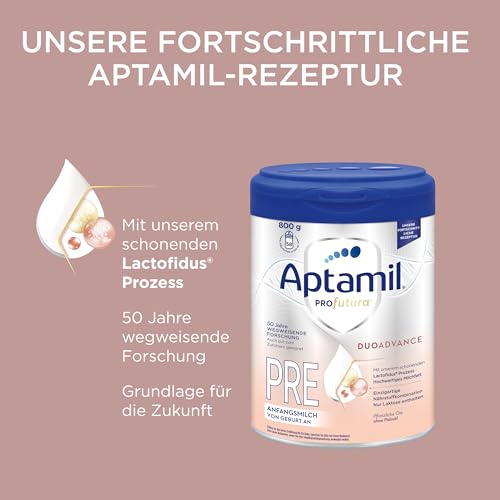 5. Bild von Aptamil Profutura DUOAdvance PRE – Anfangsmilch von Geburt an, Mit DHA, Nur Laktose, Ohne Palmöl, Babynahrung, Milchpulver, 1x 800 g 800 g (1er Pack)