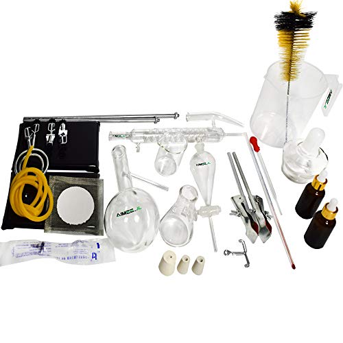 New Distillation Device Set Pure Hydrosol/Water/Home Distiller Essential Oil Extraction Chemical Experiment Equipment, Alcohol Distiller 20pcs Set, 500 ML