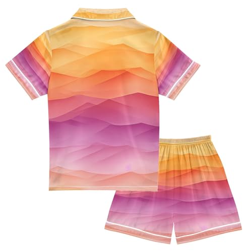 ALAZA Abstract Colorful Satin Pajamas Set Short Sleeve Button Down Sleepwear Summer Pjs 2 Piece2