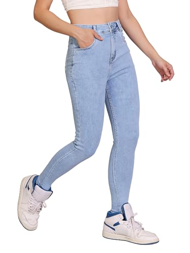 Image of Dolce Crudo Women's Skinny High Rise Bleached Cropped Stretchable Denim Jeans