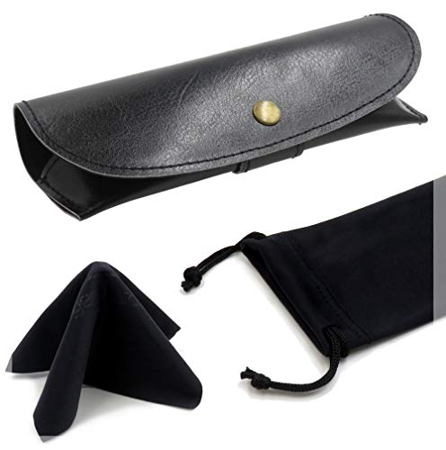 MyEyeglassCase Slim Leather Glasses Case Black IP875 BLK
