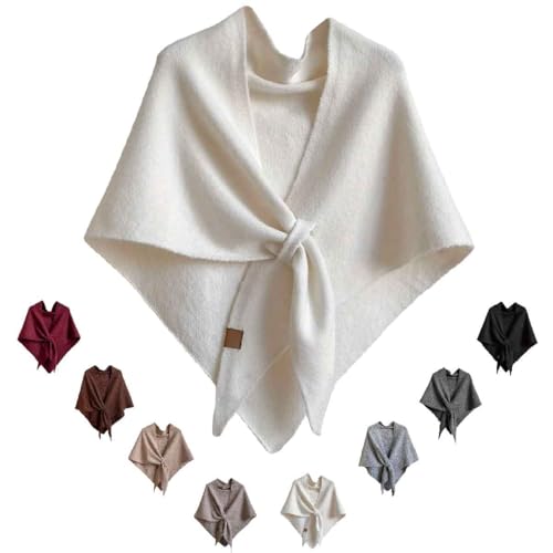 Générique Châle De Couleur Unie Pour Toutes Les Saisons,Écharpe unie pour femme,Cardigan Tricoté triangulaire,doux et confortable,Élégant Décontracté...