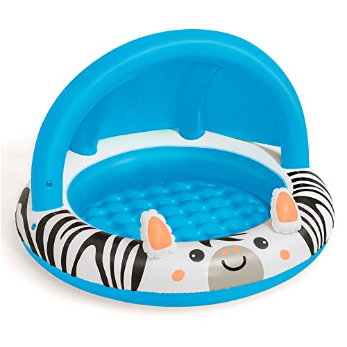 Bestway Shaded Baby Pool, Safari Fun Inflatable Play Centre, UV Sunshade, Inflatable Floor, Zebra Design, Ages 2+