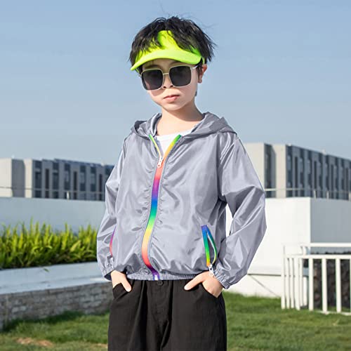Kids Boys Girls Sun Protection Hoodie Jacket Toddler Lightweight Summer Breathable Outwear Space Apparel (Grey, 5 Year) #TOP1