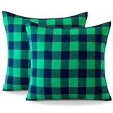 Photo Gallery ohok set di 2 federe decorative vintage in poliestere e lino, per camera da letto, soggiorno, divano, auto, 40 x 40 cm, colore verde e nero Photo Gallery ohok set di 2 federe decorative vintage in poliestere e lino, per camera da letto, soggiorno, divano, auto, 40 x 40 cm, colore verde e nero