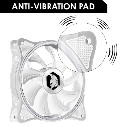 EMPIRE GAMING Wentylator obudowy komputera dla graczy 1 x 120 mm - Wysoki przepływ powietrza - adresowalny RGB LED PWM 3 piny 5 V Dual Loop - Cichy - Chłodzenie 12CM - Biały