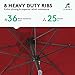 JEAREY 9FT Outdoor Patio Umbrella Outdoor Table Umbrella with Push Button Tilt and Crank, Market Umbrella 8 Sturdy Ribs UV Protection Waterproof for Garden, Deck, Backyard, Pool (Red)