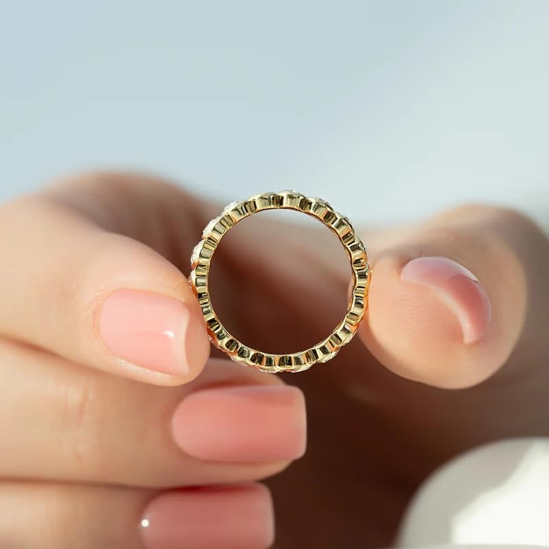 14K Gold Plated Ring 925 Sterling Silver Cubic Zirconia Wedding Ring Eternity Bands for Women Lover3