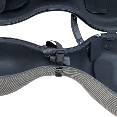 Vetimobato 4/4 Full Size Cello Case - Heavy-Duty Hard Shell with Bow Storage & Accessory Pockets | Fits Full Size Cello Protection for Musical Instrument Cases (Black)