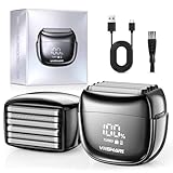 VIISHARE Electric Foil Shaver for Men: Mini Portable Electric Razor with 6 Floating Blades for Travel Close Shaving - IPX7 Waterproof Wet Dry Dual Use - USB Cordless Rechargeable 60mins Runtime Black