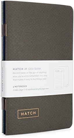 Hatch Idea Bank - Set of 3 Pocket Notebooks with Index & Numbered Dot Grid Pages - Small idea notebooks, mini bullet journal, or field memo notepad - Perfect for taking notes - 3.5 x 5.5"