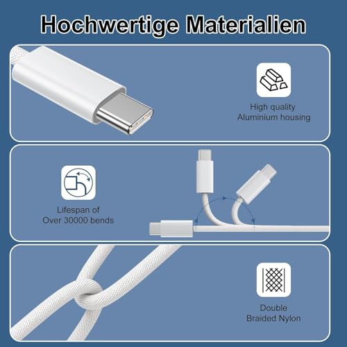 NIBIKIA 60W USB C Kabel 2M 2Stück Schnellladekabel USB C auf USB C Kabel – Ansicht 6