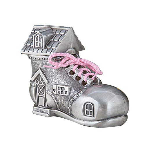 Tirelire,Artisanat en métal, cadeaux pour enfants, tirelire de personnalité de style européen, chaussures de dessin animé de couleur étain anciennes,...
