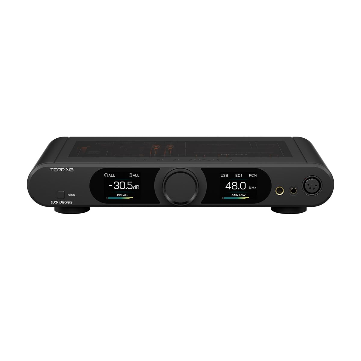 Topping DX9 Discrete Full Balanced DAC Headphone Amplifier Combo, 10000mW x 2 Amp with AK4118 XU-316 DSD512 32Bit/768kHz, 16-Element PSRM Architecture, USB/Bluetooth/2*Opt/2*Coax/AES/IIS Input, Black