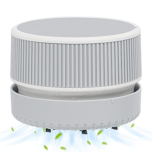 AORAEM Mini Nail Dust Collector Portable Suction Dust Collector Machine Handheld Table Dust Sweeper with Brush for Nail Drills Acrylic Nails (Light Grey)