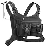 Chest Bag for Men Women, Running Chest Pack for Outdoor Sport, Reflective Lightweight Utility Front Chest Backpack Vest for Workouts, with Phone Window for Jogging Skiing Cycling Marathon (Black)