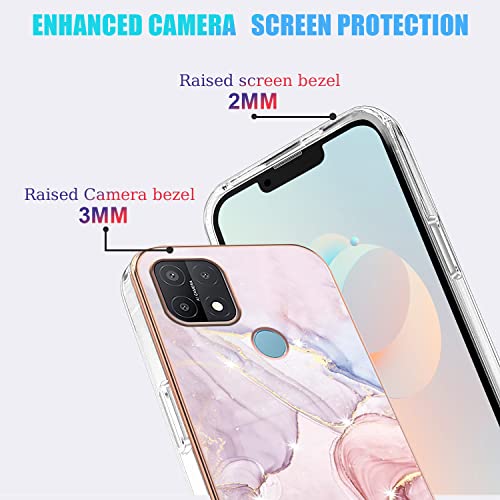 Wousunly Compatible With Oppo A15 Case Marble Silicone,Full Body Protection Shockproof Oppo A15 Phone Case Thin Hard Pc And Soft Tpu Pink Cover thumb #5