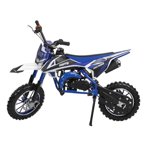 Kids Dirt Bike,Gas Dirt Bike for Kids 8-14 49cc 2-Stroke Mini Motorcycle Motorbike Beach Off Road Vehicles Children Pocket Bikes with Front Rear Disc Brakes Easter Birthday Gift for Boys Girls Blue