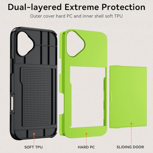 Qinmay Compatible with iPhone 17 Case Wallet,Built-in Card Holder, Heavy Duty Protective Dual Layer Shockproof Hidden Card Slot Slim Wallet Phone Cover for iPhone 17 ，Green by Qinmay - Used condition - Image 6