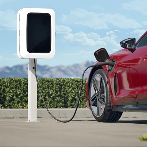 Borne de recharge véhicule électrique acier blanc boîtier protection au sol premium