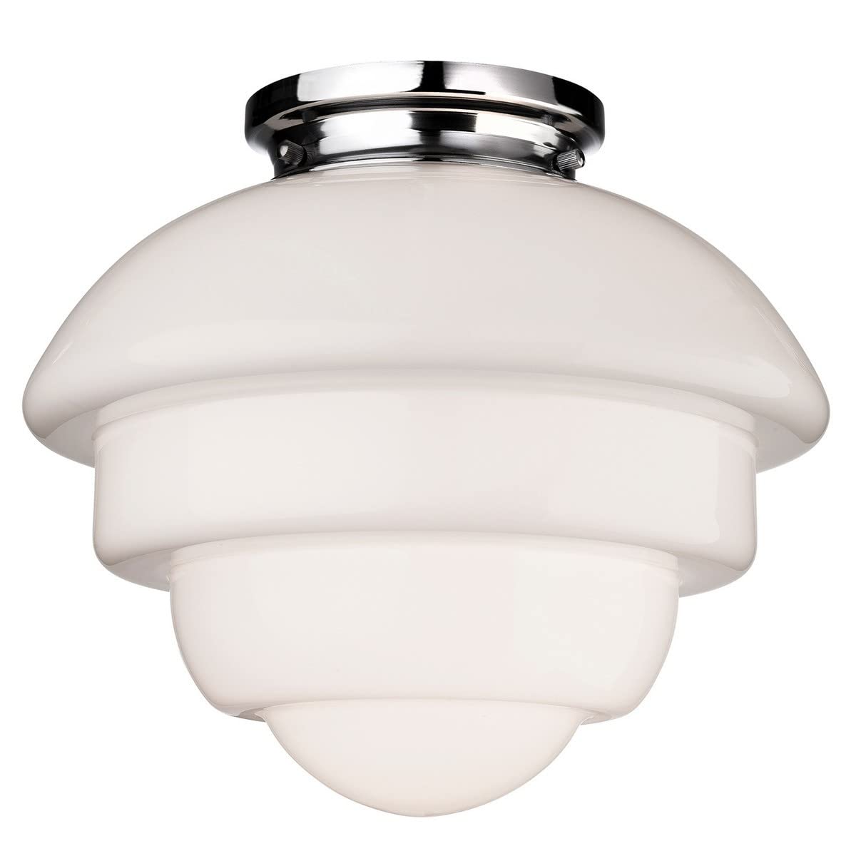 Firstlight Chrome With Opal White Glass Art Deco Flush Fitting,