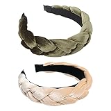 RINVEE Headbands for Women Velvet Braided Headbands Fashion Hairband Criss Cross Hair Accessories, A