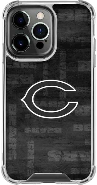 Skinit Clear Phone Case Compatible with iPhone 15 Pro Max - Officially Licensed NFL Chicago Bears Black & White Design