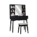 Vanity Table Set with Mirror and Makeup Organizer Dressing Table,2 Large Drawers with Sliding Rails,Storage Shelves,Jewelry Box,Cushioned Stool,Makeup Vanity Desk
