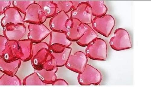 Corazones acrílicos de color rosa translúcido para rellenos de jarrones, dispersión de mesa o decoración